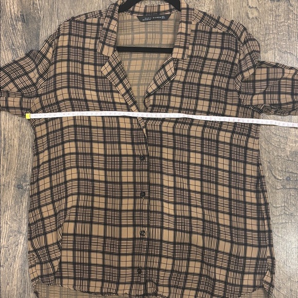 Zara Tan and Black Plaid Shirt - Picture 7 of 10